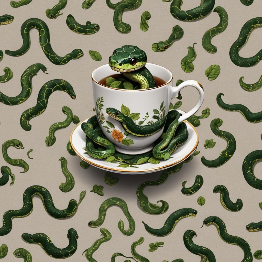 Cute Snake in Teacup
