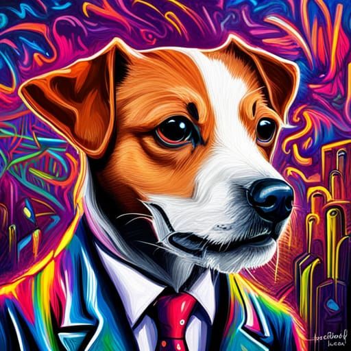 Jack Russell Terrier in Suit: Graffiti Art