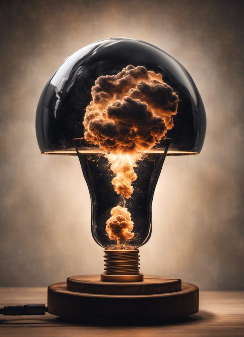 Nuclear Explosion Table Lamp: Hyperrealistic HDR Image