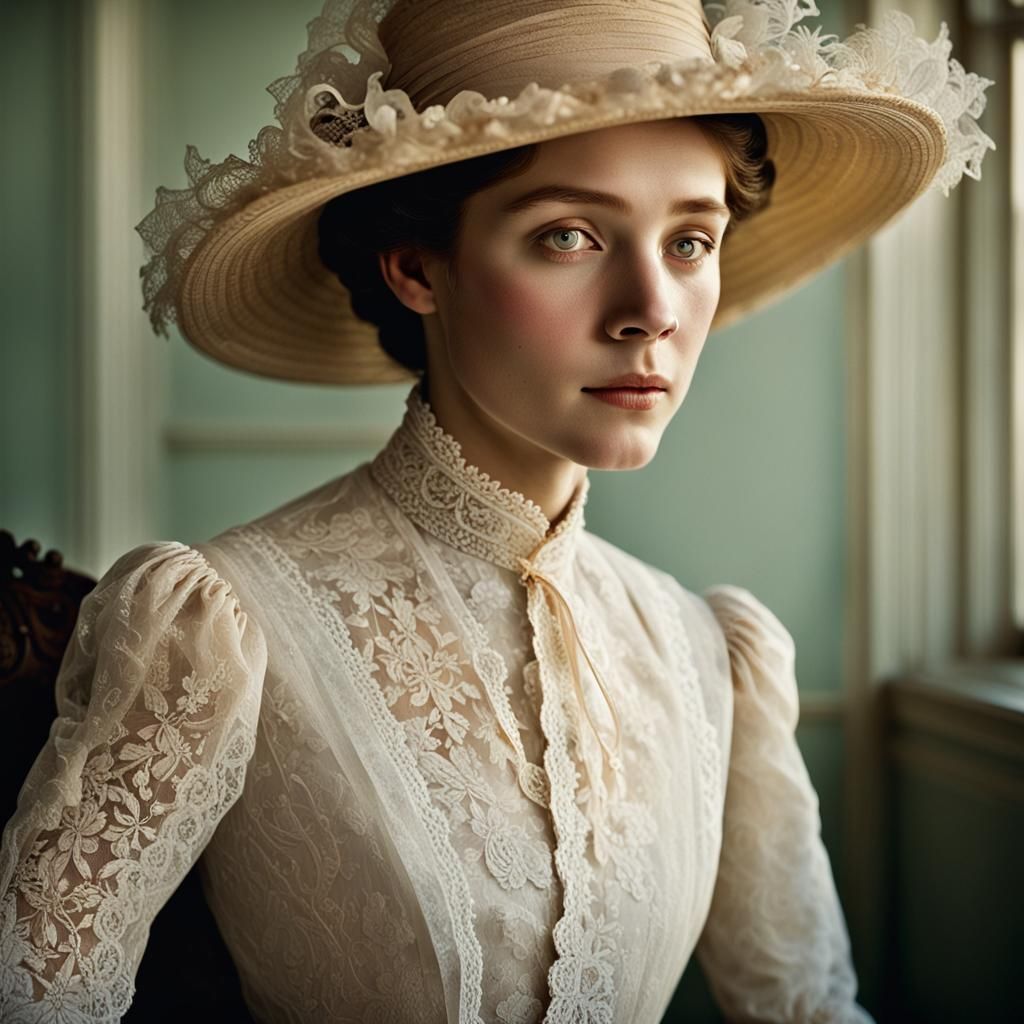 Victorian Woman Portrait in Warm Morning Light