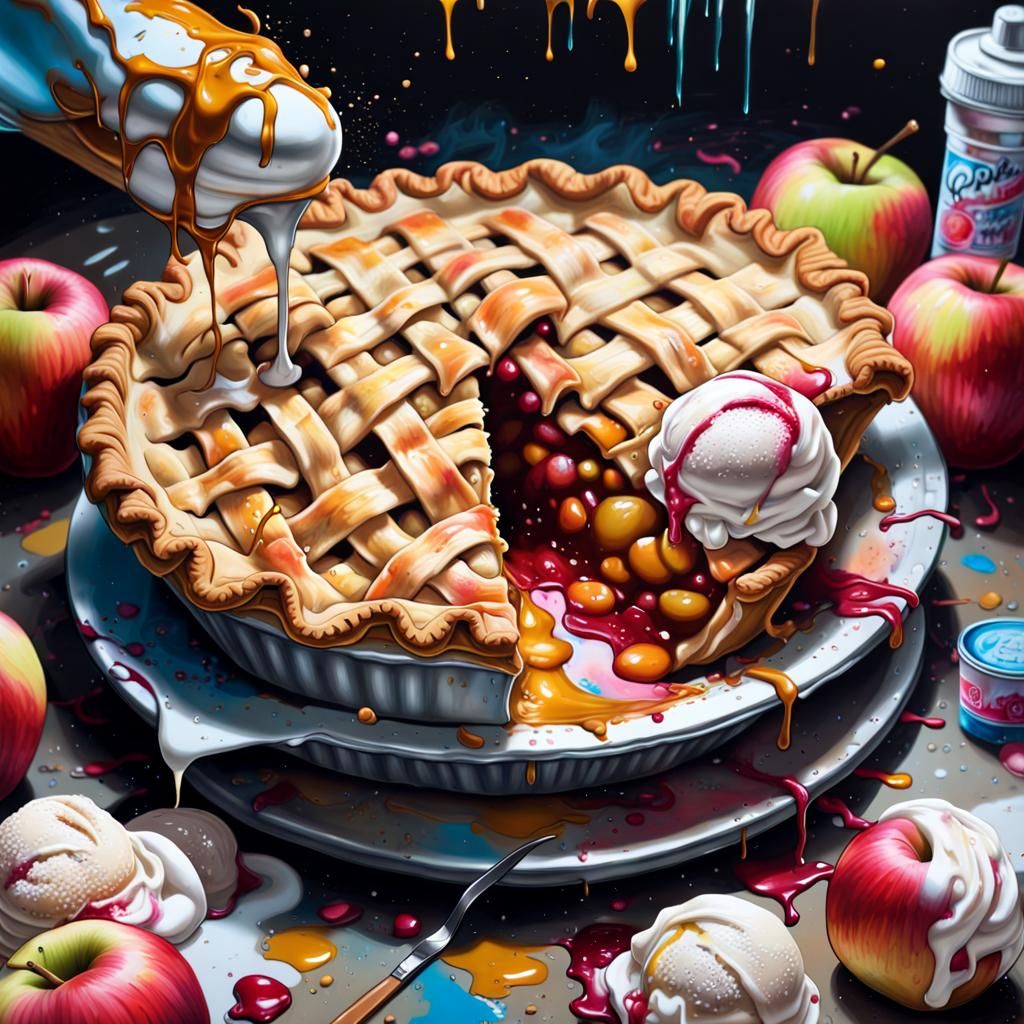 Detailed Apple Pie and Ice Cream Graffiti Art