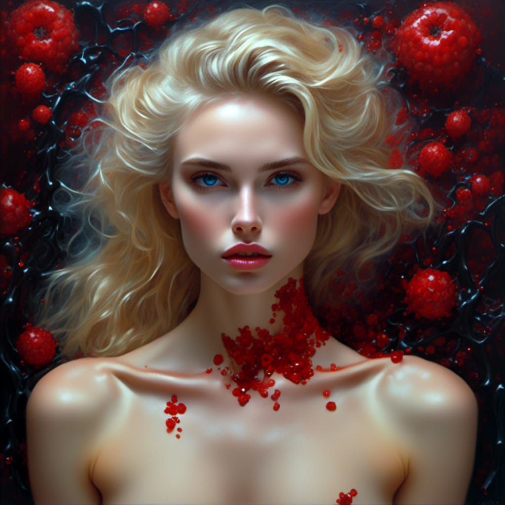 Gothic Blond Female Portrait in Oil Painting Style