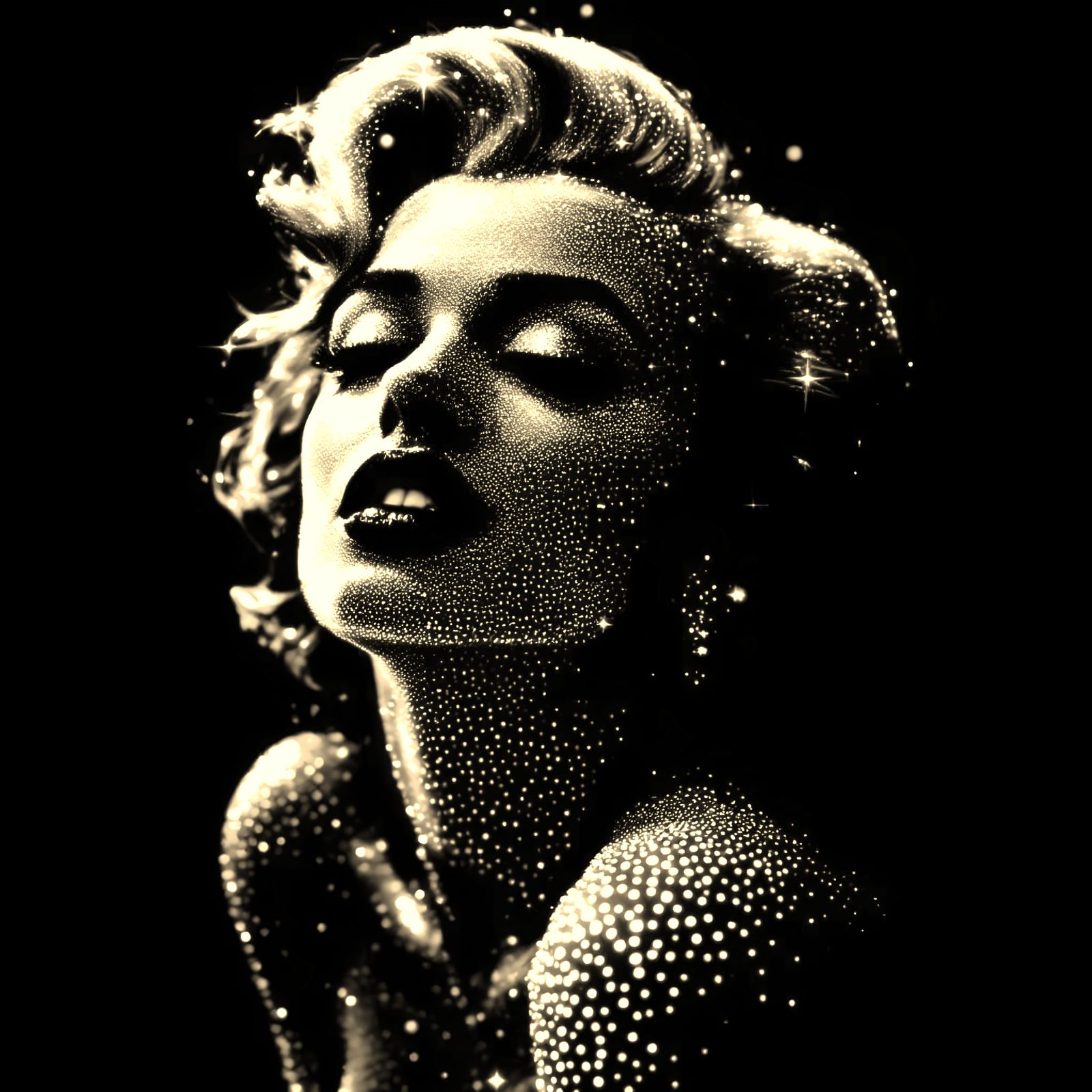 Marilyn Monroe Silhouette in Ethereal Dots