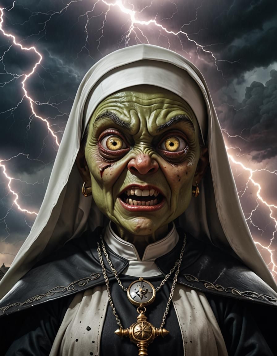 Ogre Nun Hyperrealistic Dark Fantasy Concept Art