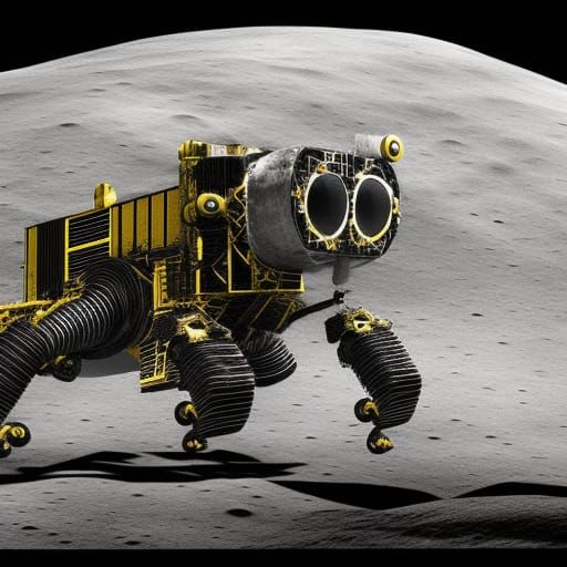 Mechanical Woolly Mammoth on the Moon