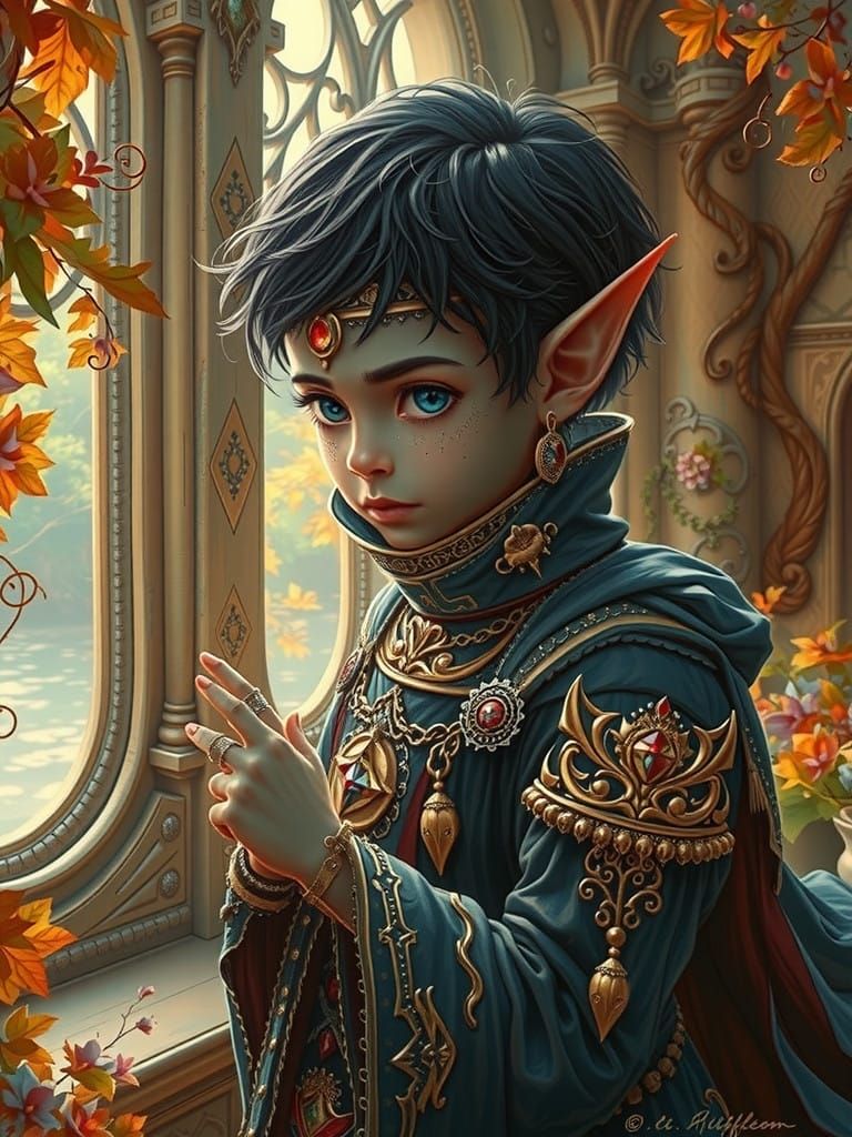 Goblin Prince in 1700's Castle, Hyper-Realistic Digital Port...