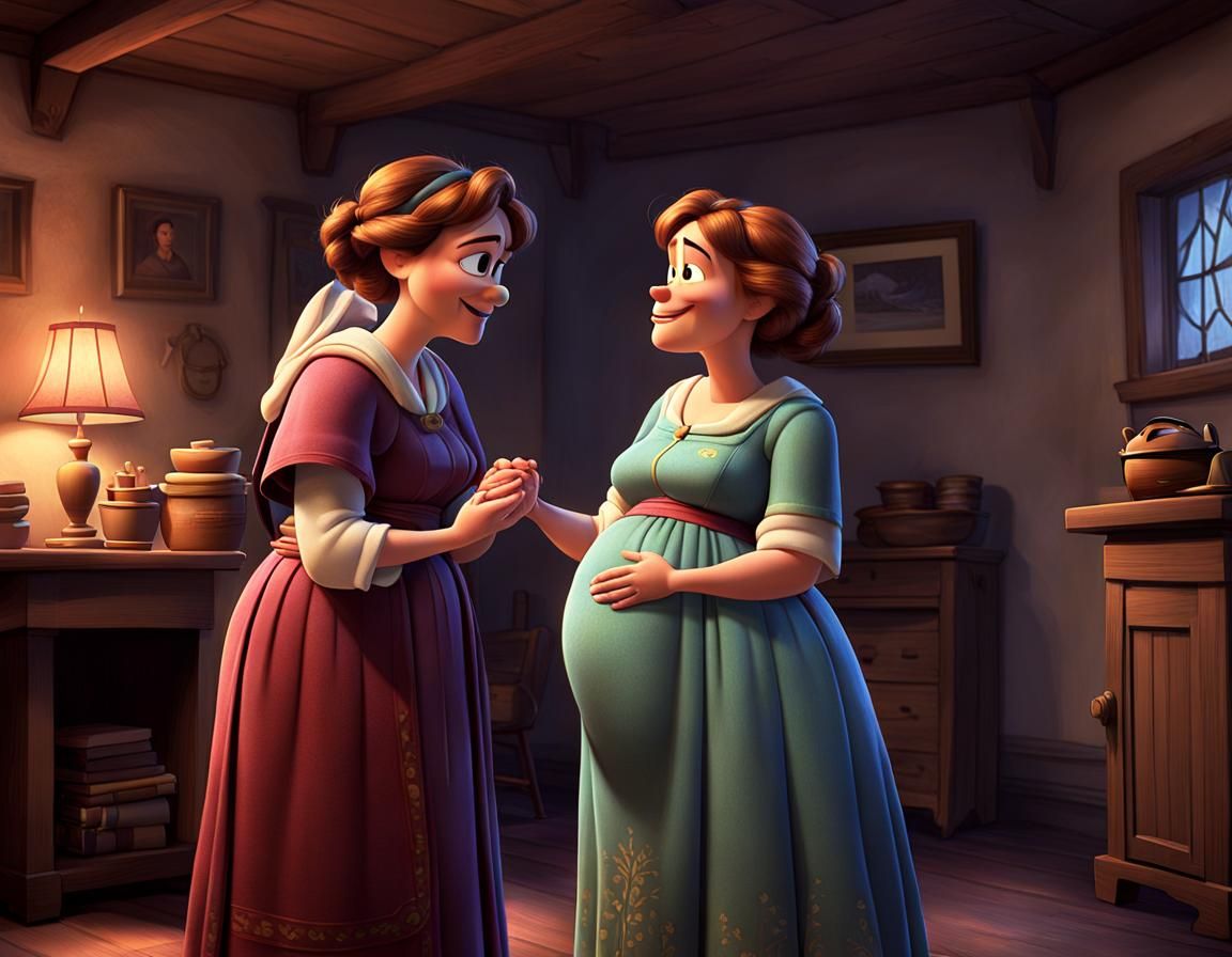Biblical Women in Heartfelt Conversation, Pixar-Disney Style