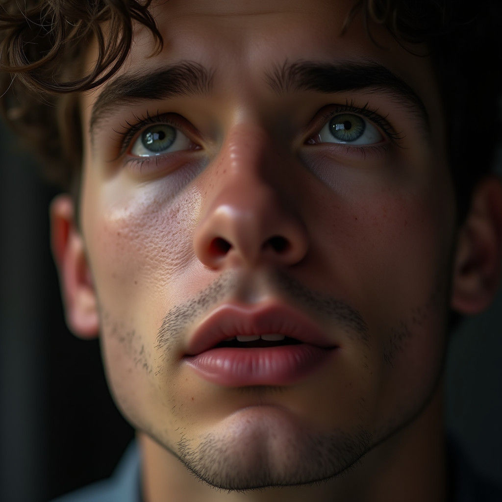 Striking Close-up of a Man with Teary Eyes