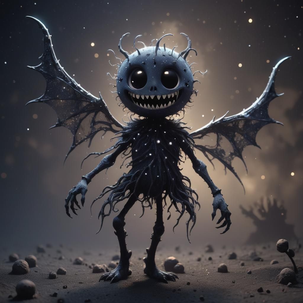 Creepy Adorable Nightmare Celestial Entity in Dark Night