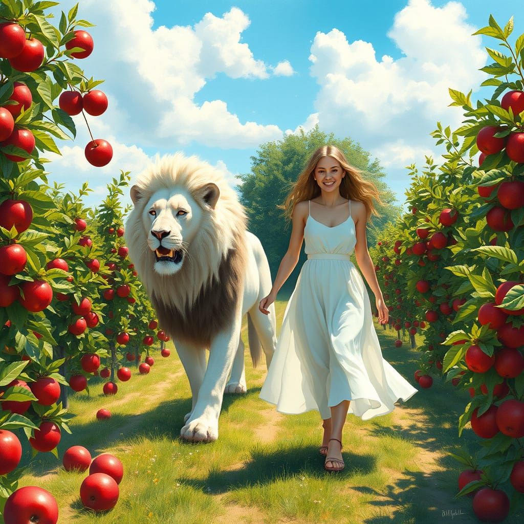 Impressionist Dreamscapes: Serene Young Lady and Majestic Wh...