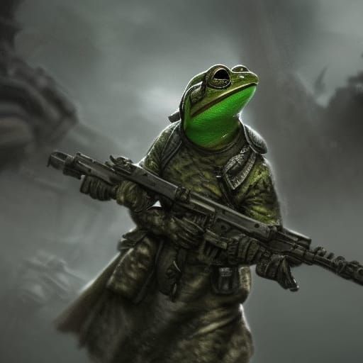 Epic Frog Soldier in Digital Matte Painting
