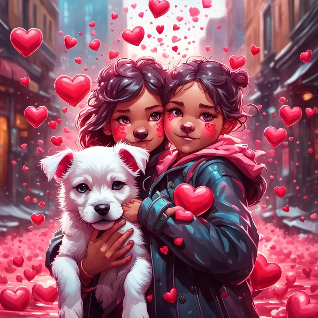 Valentine's Day Portrait in Hyperdetailed Splash Art Style