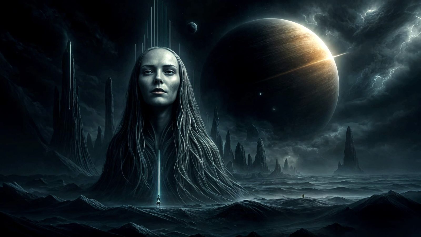 Alien Monoliths in Ethereal City Ruins