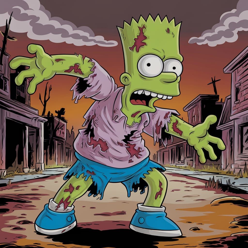 Zombie Bart Simpson in Desolate Town