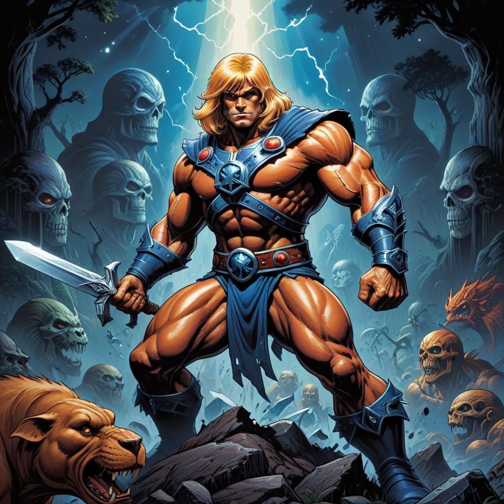 He-Man in Comic Book Art Style