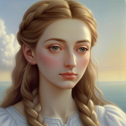 Surreal Braid in Divine Light: A Dreamy Oil Painting