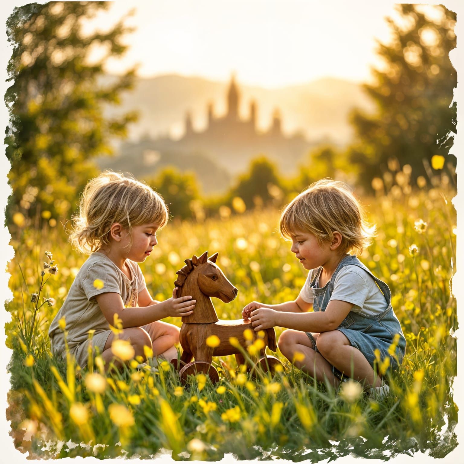 Children's Joy: A Double Exposure Impression