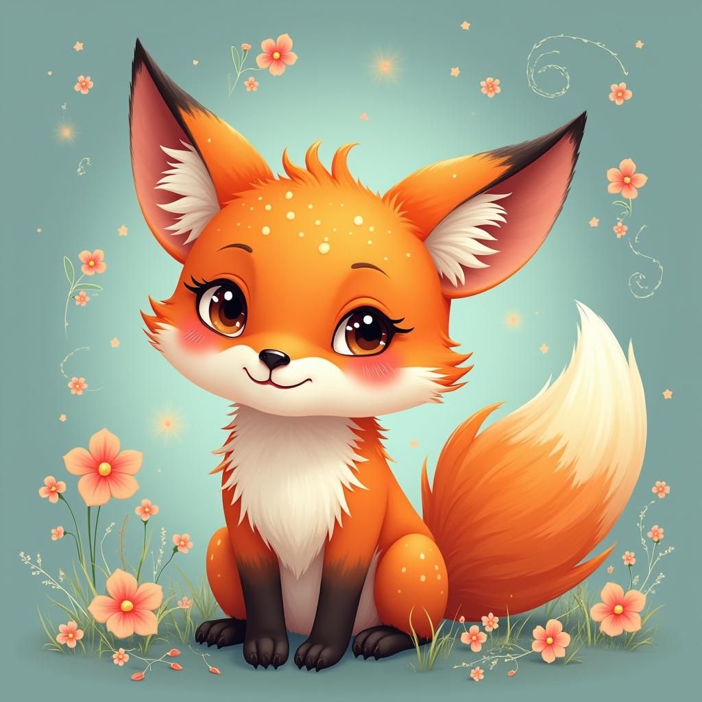 Cute Magical Fox with Swirling Dreamy Aura