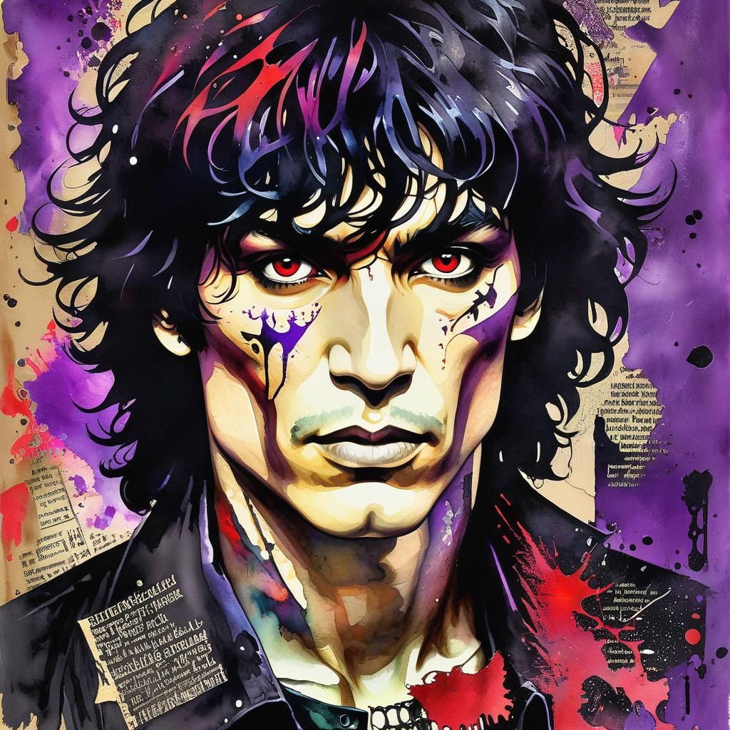 Sinister Gothic Portrait with Neon-Punk Accents