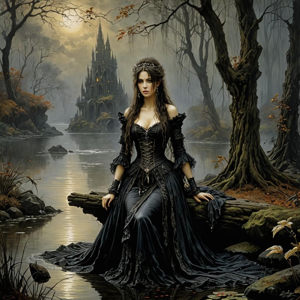Dark Fantasy Art in Impressionistic Style