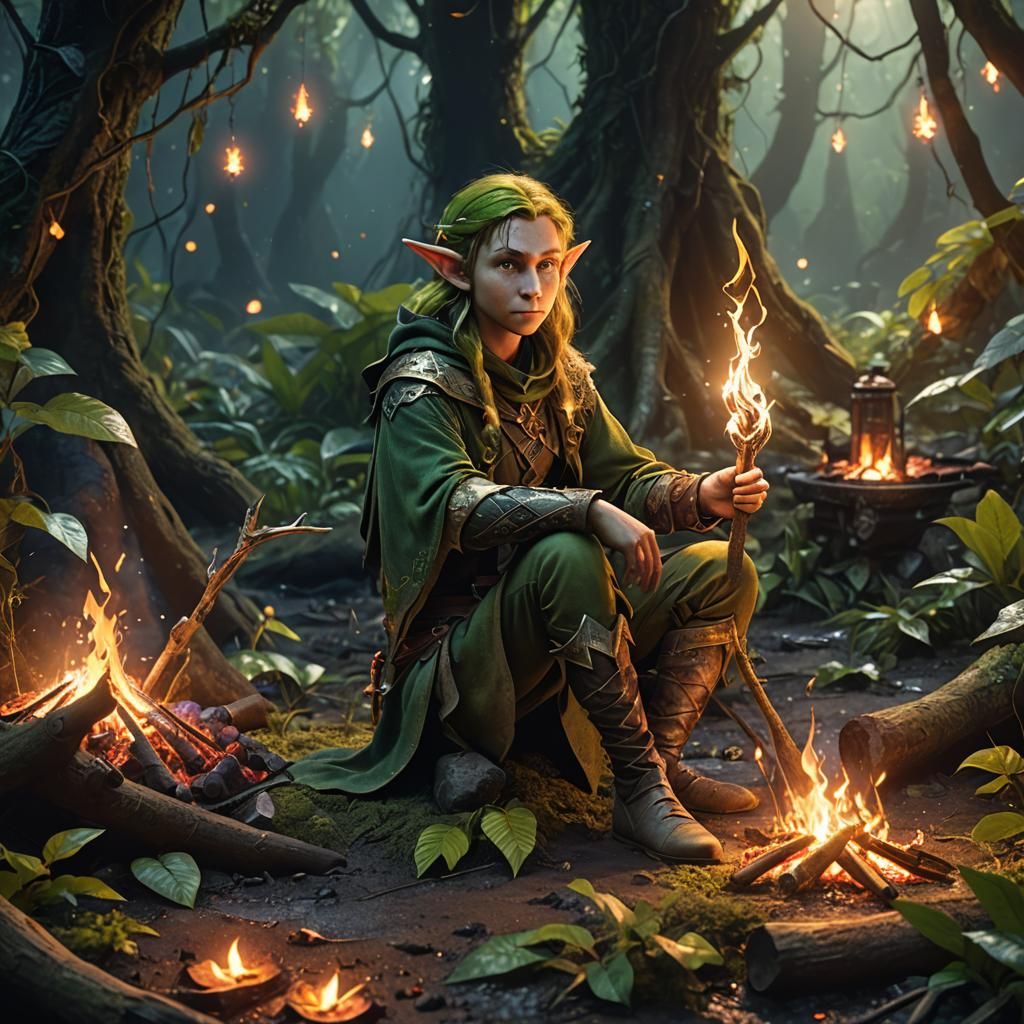 Elf by Jungle Campfire: Fantasy Concept Art