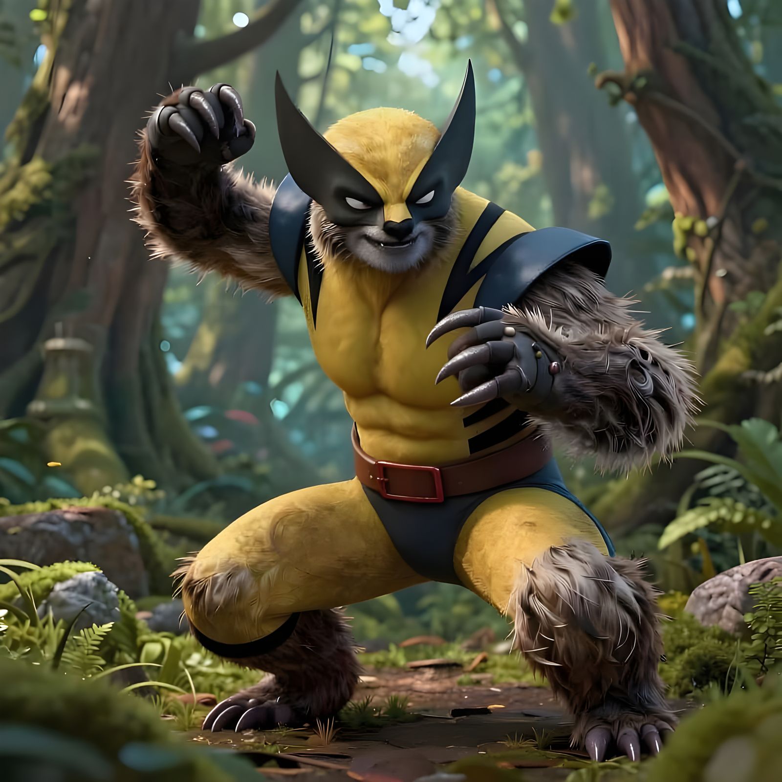 Sloth Depicted as Wolverine in Detailed 3D Anime Art