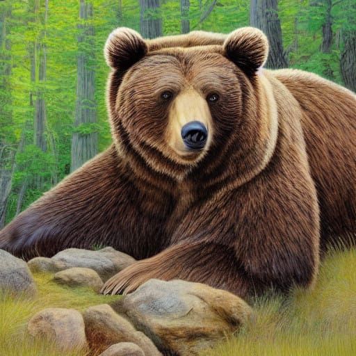 Majestic Brown Bear in Earthy Cave