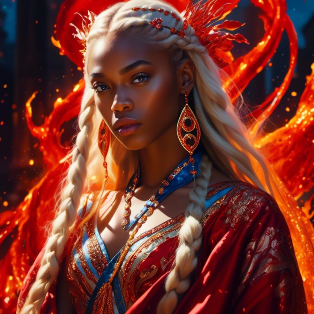 Magical Prince with Fire Powers in Anime Style