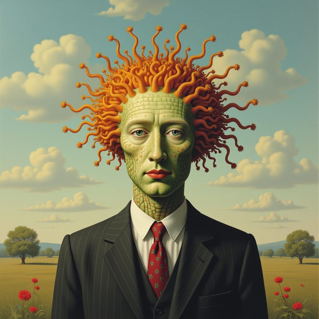 Surreal Fungal Infection Art Inspired by René Magritte