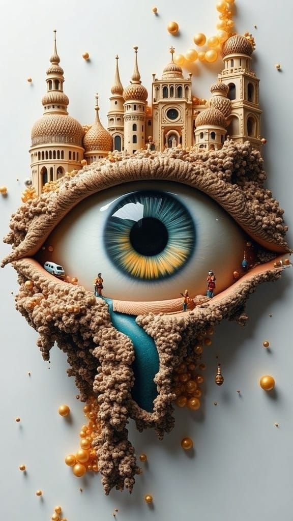 Vivid 3D Eye Features Baroque Ukrainian Cityscape with Windi...