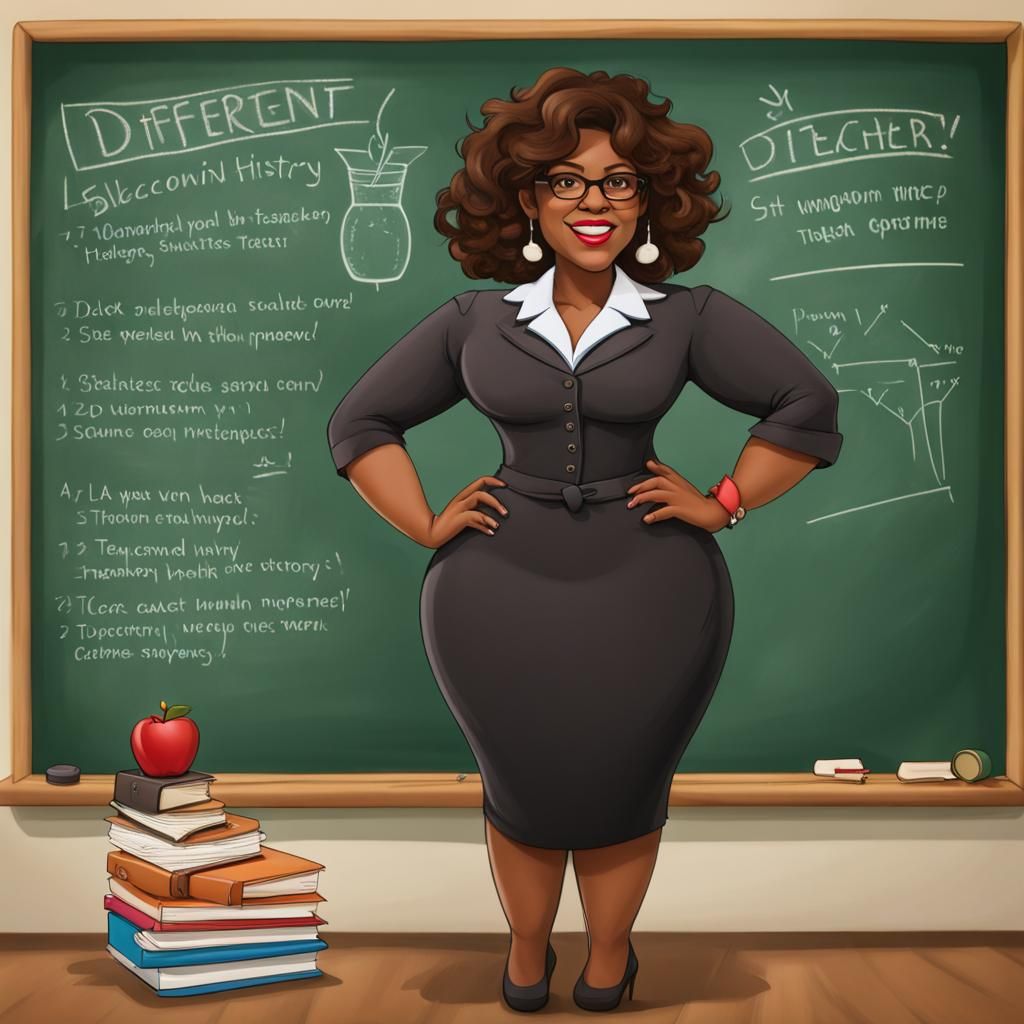 Classroom Scene: Teacher with Black History Chalkboard