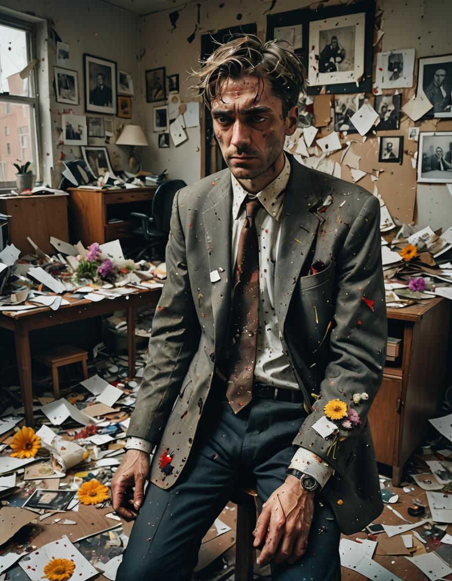 Shattered Memories: Noir Hyperrealistic Portrait