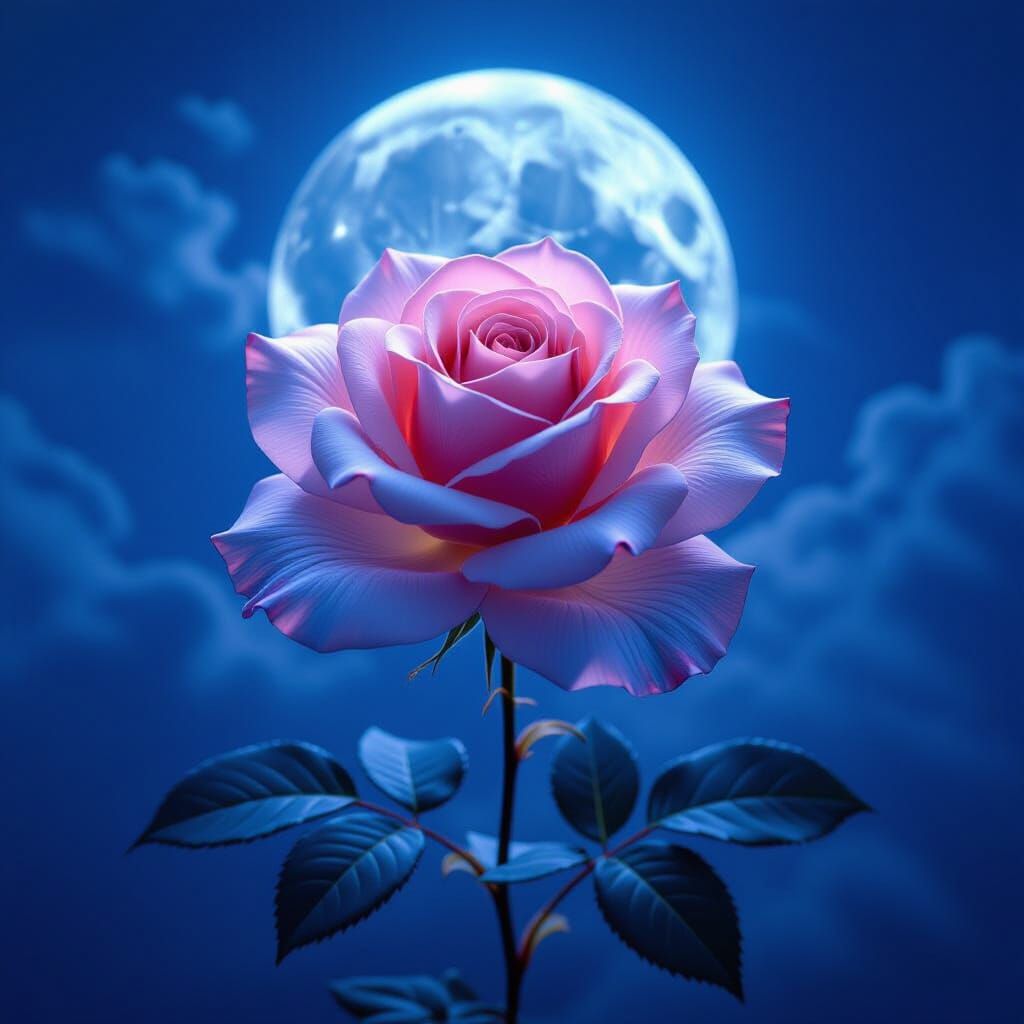 Ethereal Rose Portrait Over Midnight Sky