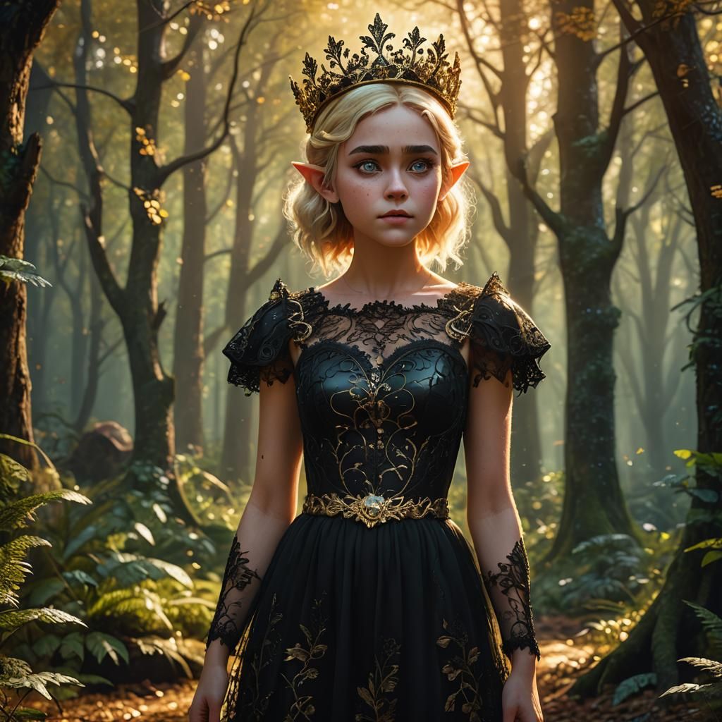 Elf Maiden in Forest, Pixar 3D Digital Art