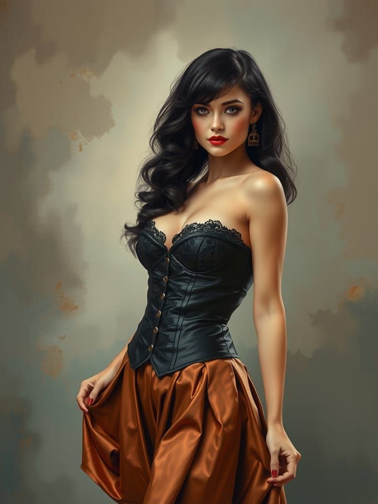 Pin-Up in Mucha and Waterhouse Style