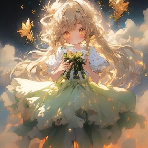 Golden Light Ballerina in Anime Style