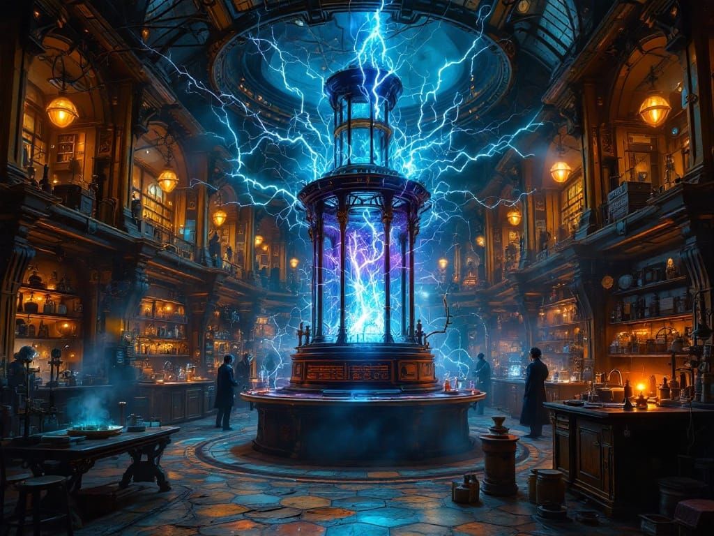 Majestic Faraday Cage in Golden London Laboratory