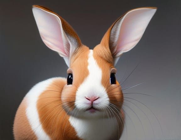 Hyperrealistic Portrait of a Mini Rex Rabbit