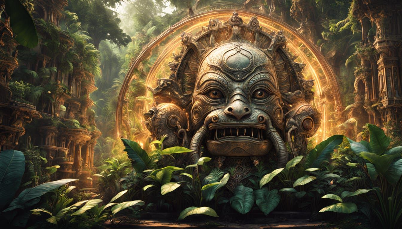 Biomechanical Ganesh Automaton in Alien Jungle