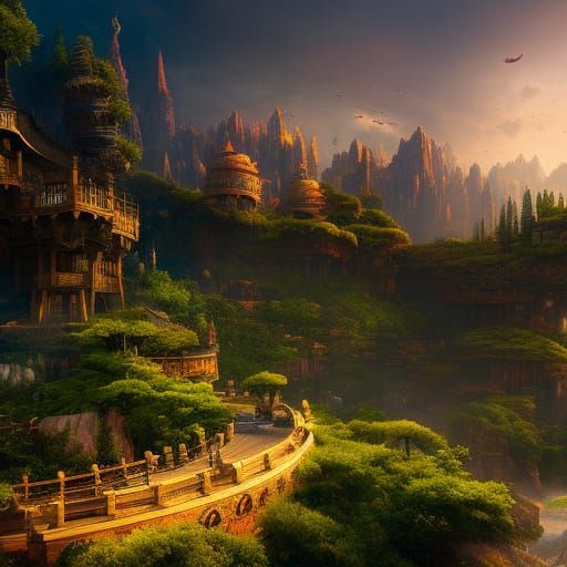 Luxury Treehouse with Complex Surrealist Architecture