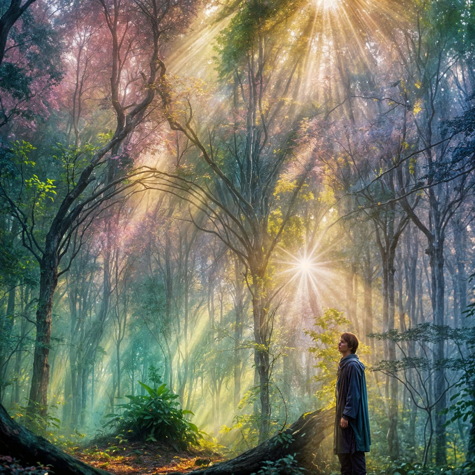 Ethereal Panoramic Vista with Iridescent Colors