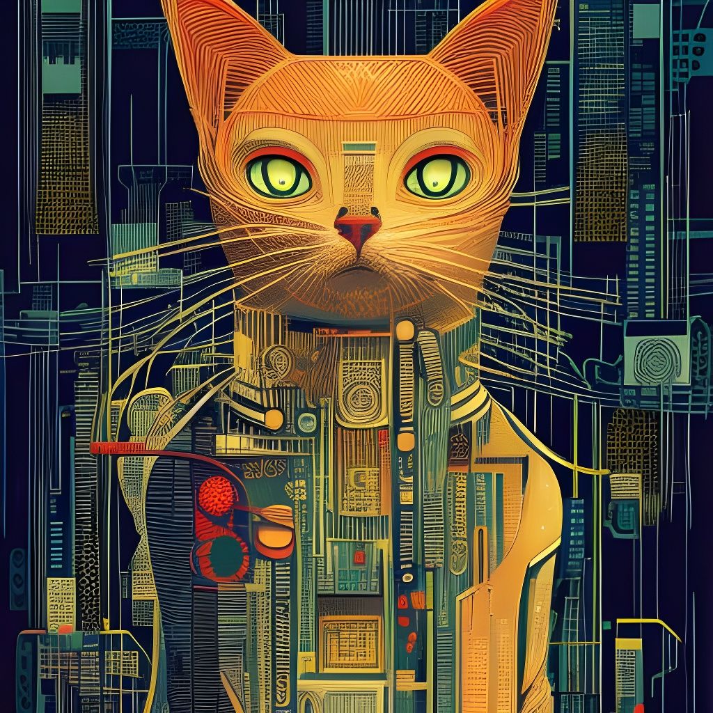 Cyberpunk Cat Illustration