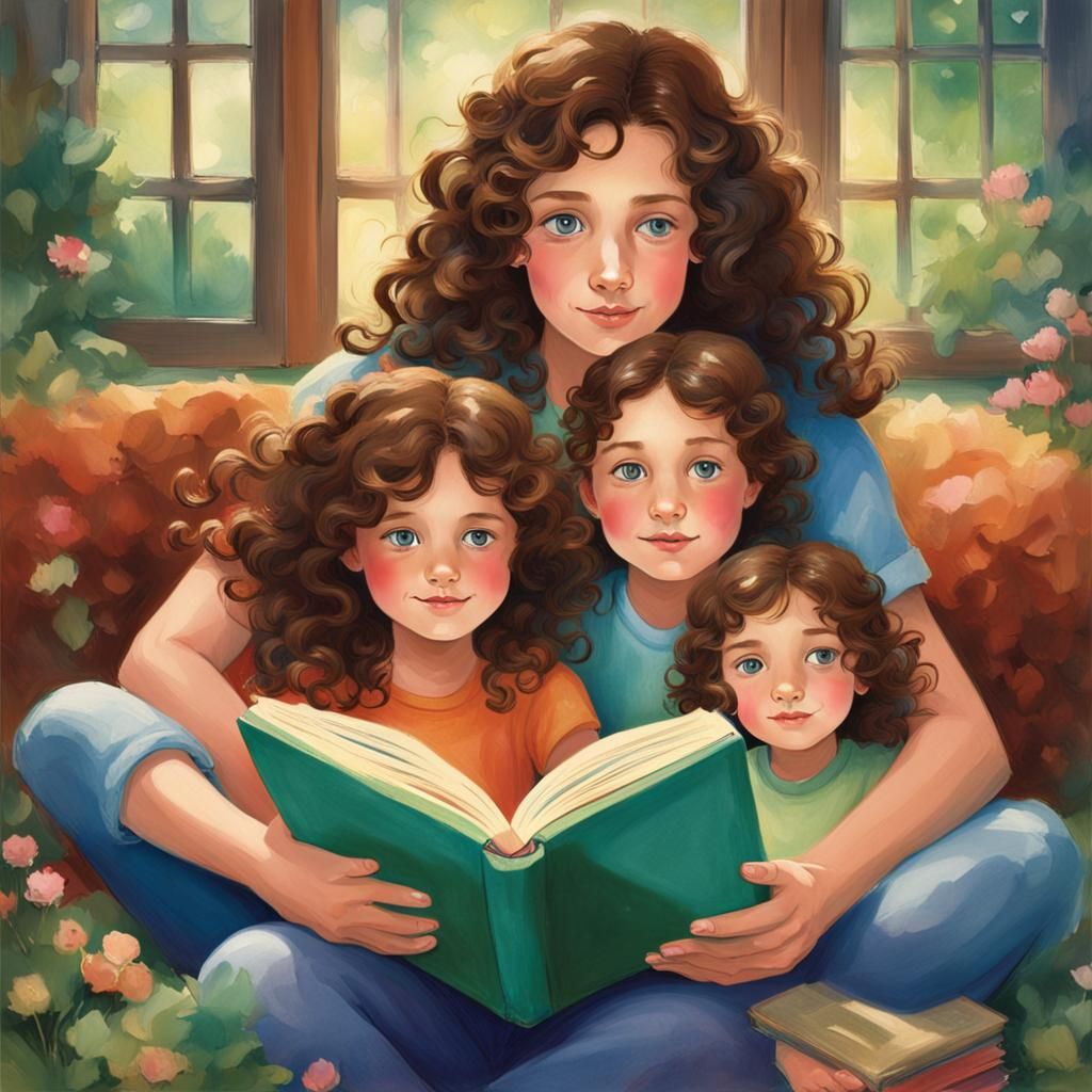 Family Story Time in a Sunny Forest