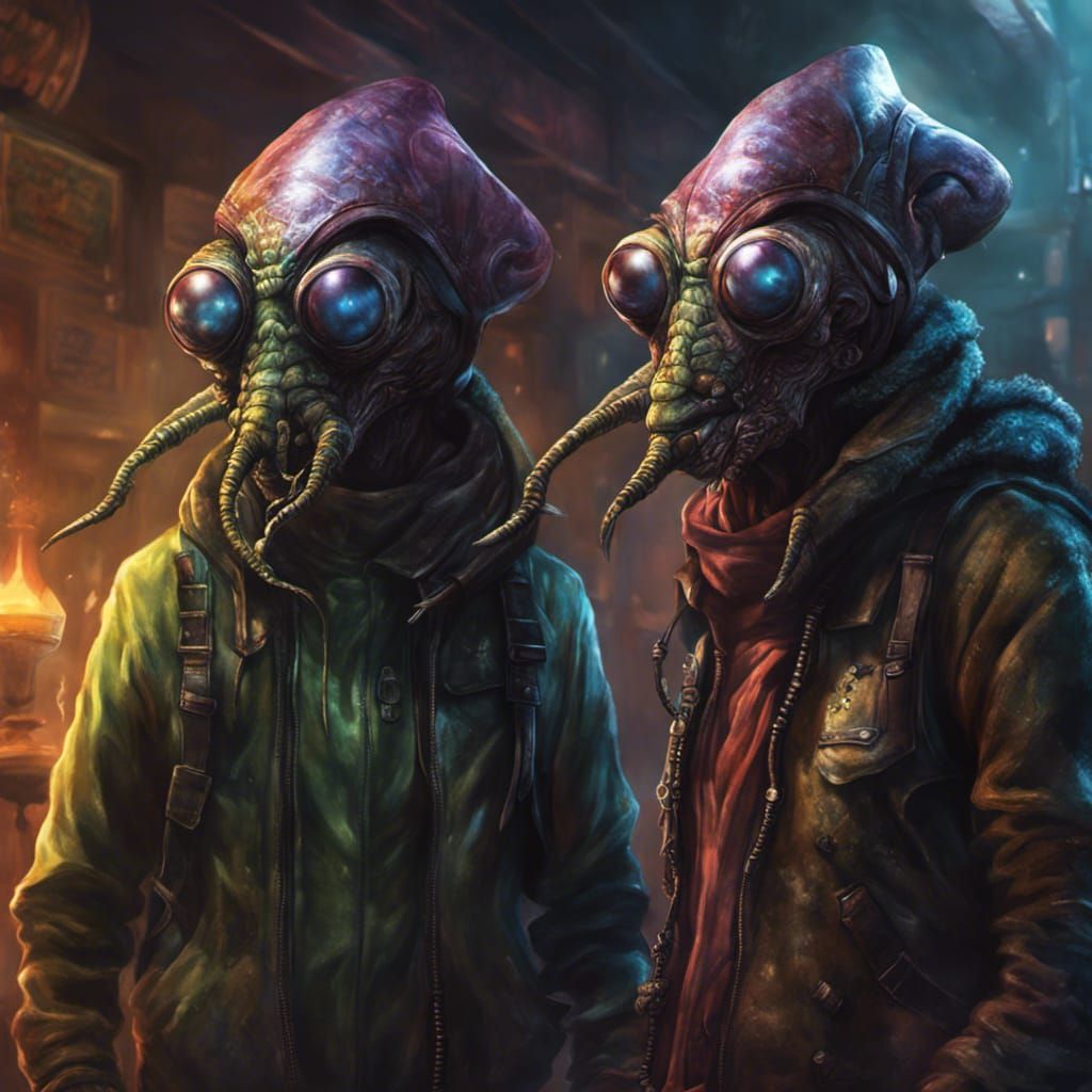 Hyperrealistic Two-Headed Alien Insectoid Concept Art