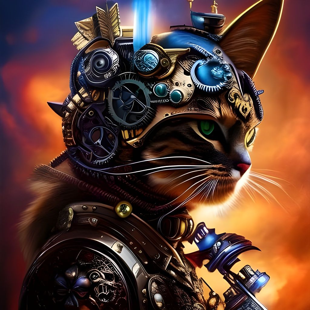 Steampunk warrior cat