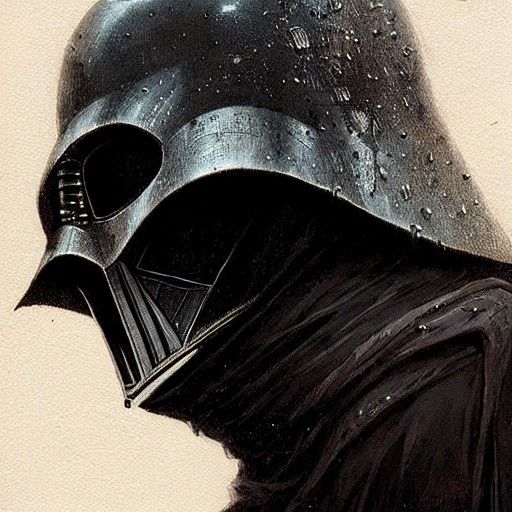 Eldritch Darth Vader Helmet Horror in Engraving Style