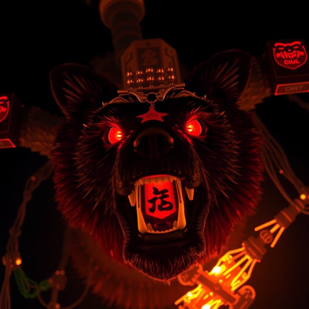 Mystical Festival: Raging Bear-Dragon in Darkness