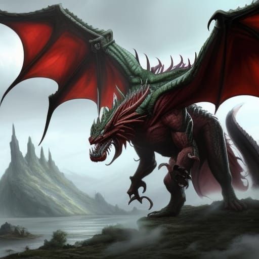 Demon Dragon in Lightning Storm: Hyperrealistic Concept Art