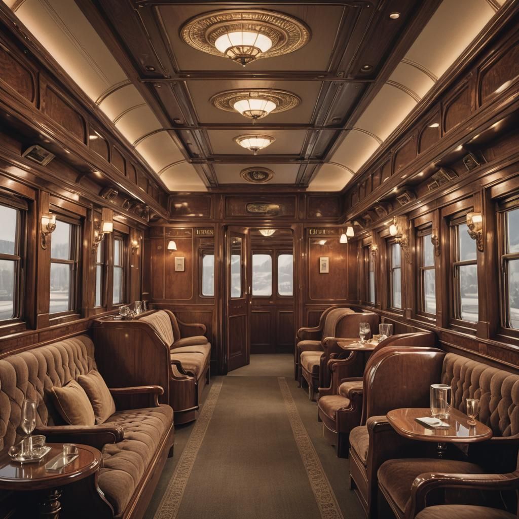 Luxurious 1920s Orient Express Lounge Car Interior