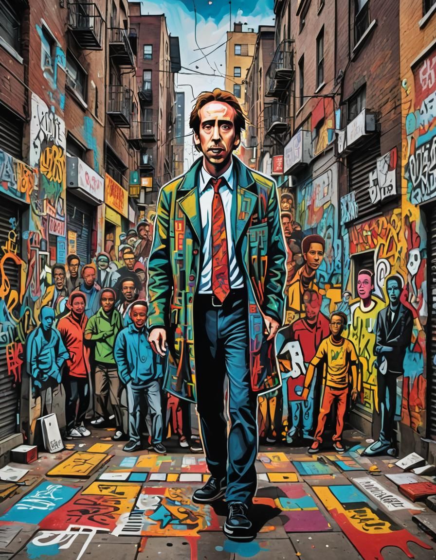 Nicholas Cage Expressionist Street Art